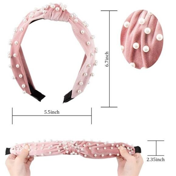 Knotted Pearl Headband, Vintage Velvet Fashion Hair Accessories main image 5